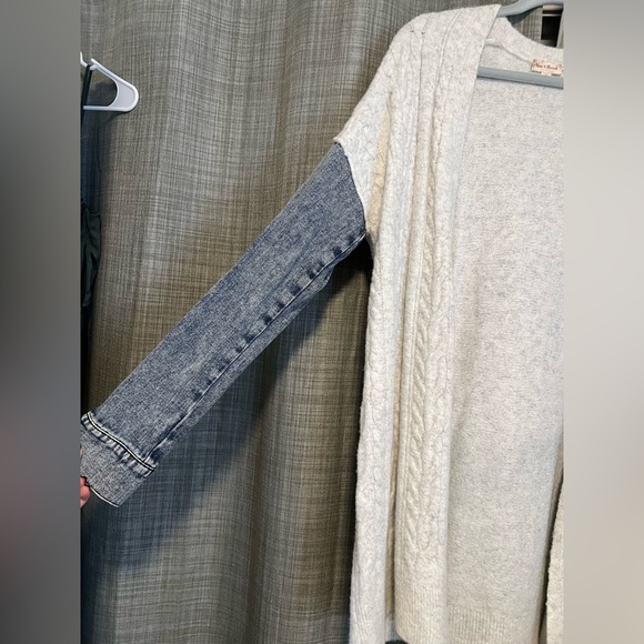 Hem & Thread Cream and Denim Cardigan - Picture 3 of 4
